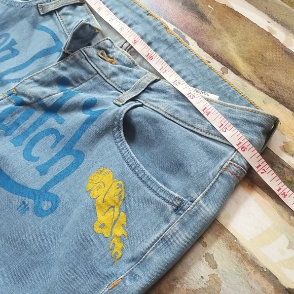 VON DUTCH Rare Ltd Ed 224/300 MOTO Collect Button Low Rise Luxury FLARE Jeans 28 - Picture 9 of 16